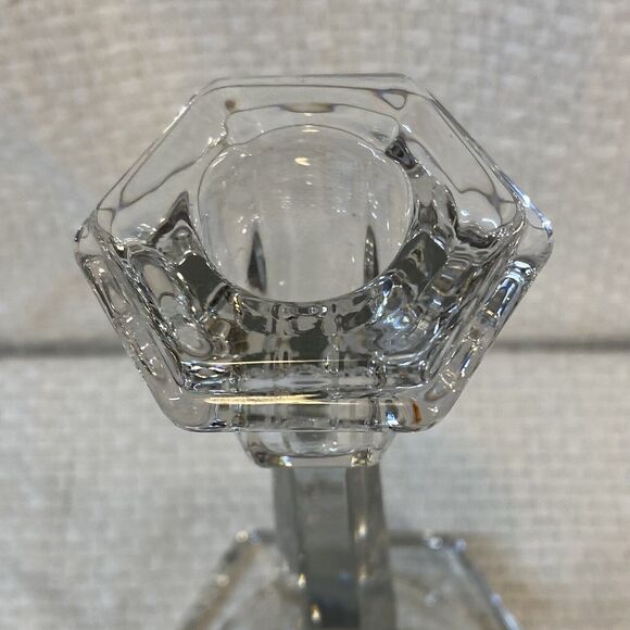 Vintage New Martinsville Tall Clear Glass 9” Candlestick Set Of 2 USA Ma… - Picture 4 of 8